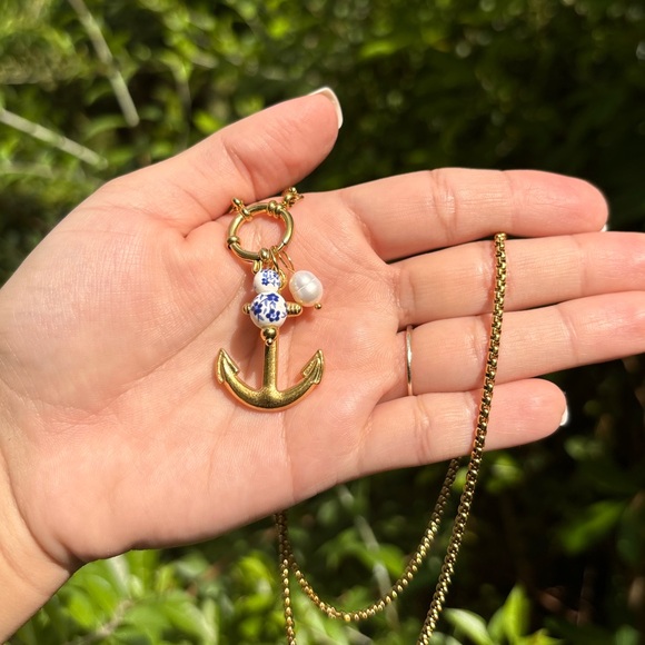 Jewelry - 18K Gold Plated Anchor Charm Long Necklace